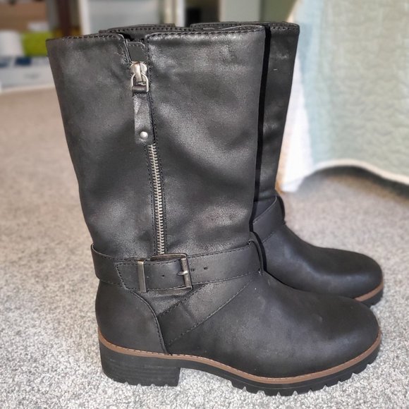 Crown Vintage Women's Olive Black Moto Boots Size 8M - Picture 2 of 6
